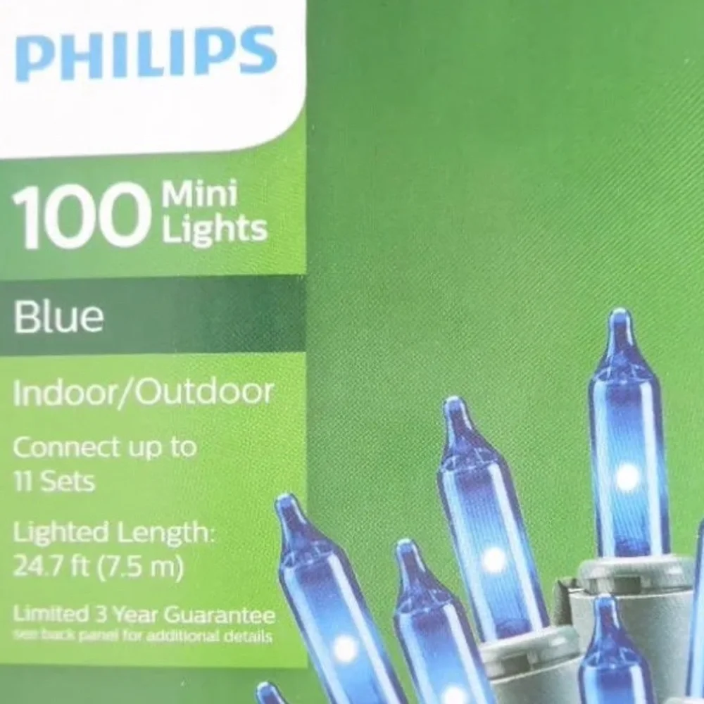 Philips Blue Indoor/Outdoor Mini Christmas Lights NWT